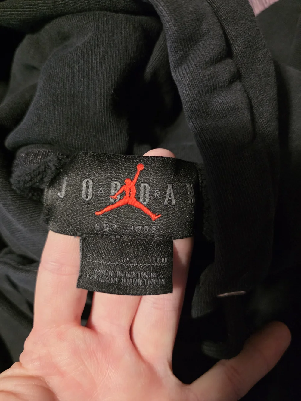 Jordan Black Crewneck Hoodie with White Jumpman Patch